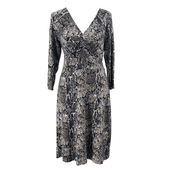 Talbots Jersey Fit and Flare Dress, Snakeskin Print, Size MP - Picture 1 of 8